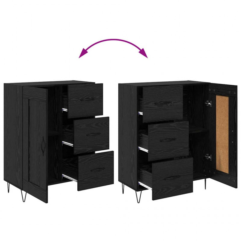 Highboard Czarny Dąb 69,5 x 34 x 180 cm Materiał drewnopochodny