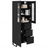 Highboard 2 pcs Czarny Dąb Drewno inżynieryjne i szkło
