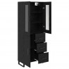 Highboard 2 pcs Czarny Dąb Drewno inżynieryjne i szkło