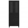 Highboard 2 pcs Czarny Dąb Drewno inżynieryjne i szkło