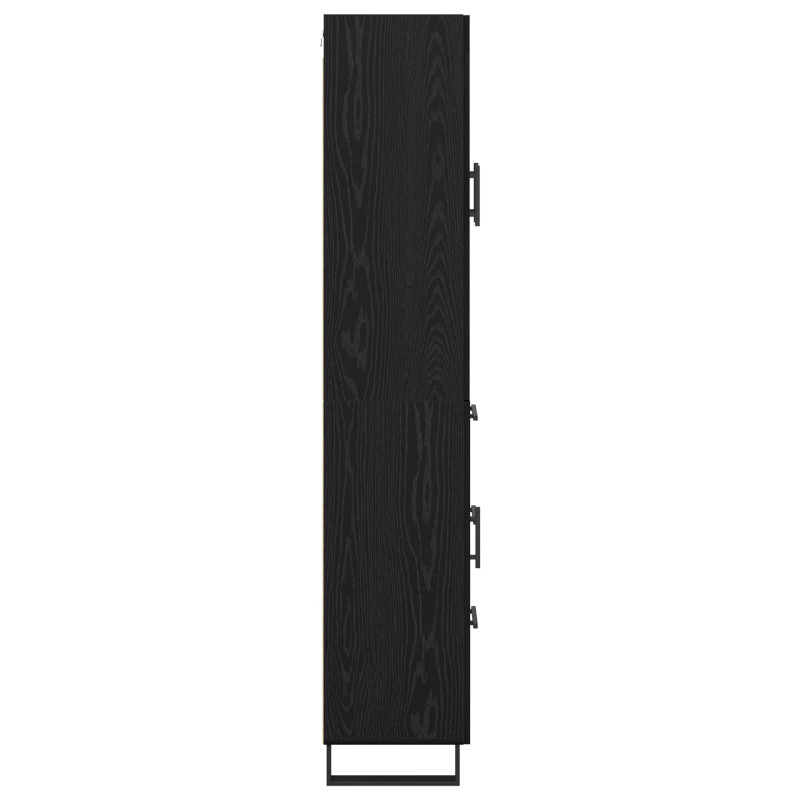 Highboard 2 pcs Czarny Dąb Drewno inżynieryjne i szkło