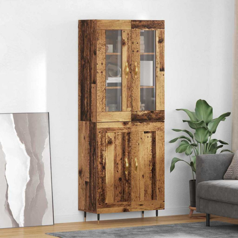 Highboard 2 pcs Stare drewno Materiał drewnopochodny