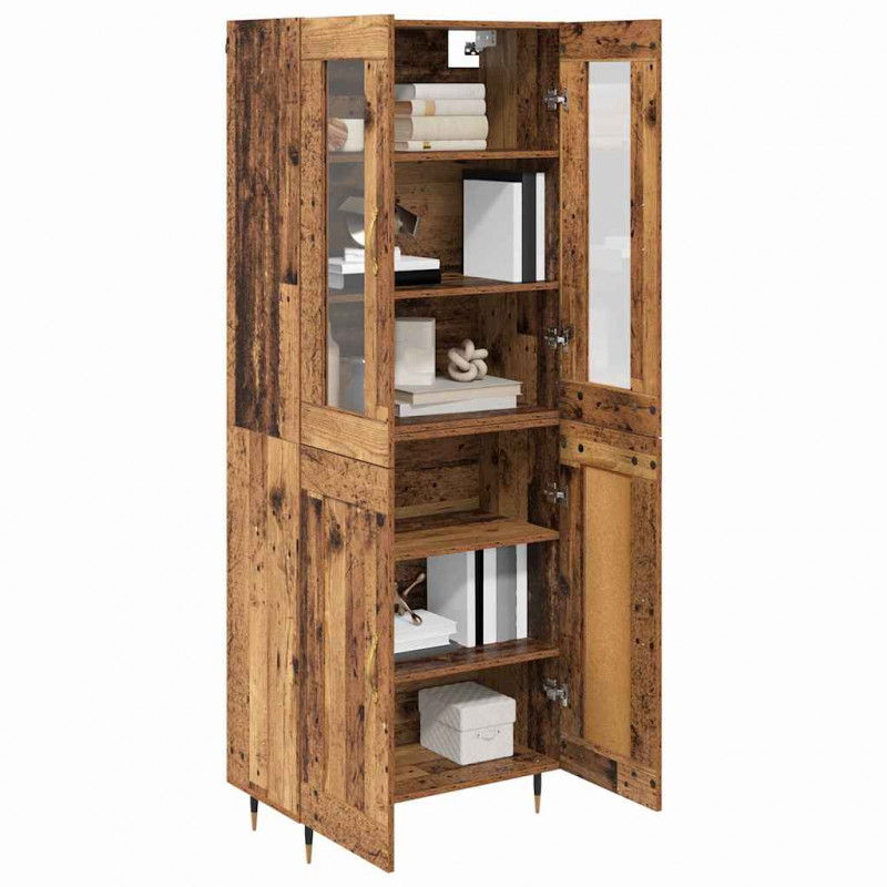 Highboard 2 pcs Stare drewno Materiał drewnopochodny