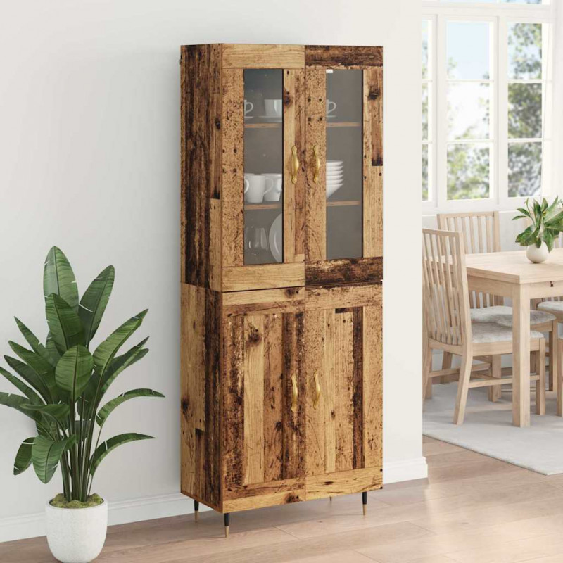 Highboard 2 pcs Stare drewno Materiał drewnopochodny