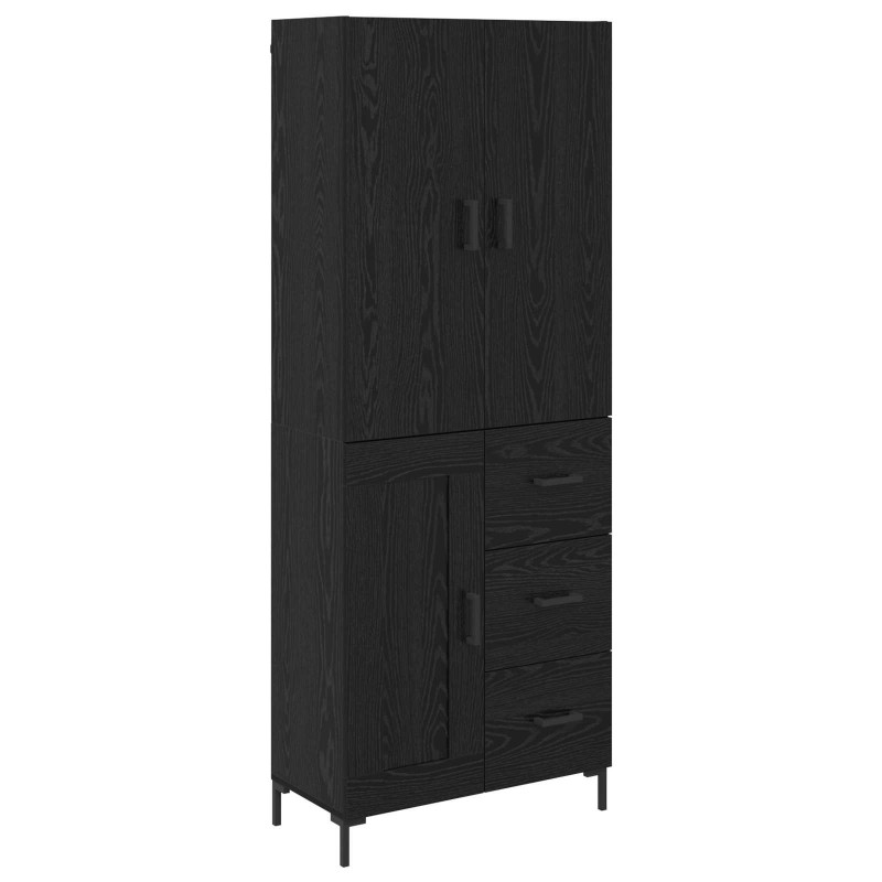 Highboard Czarny Dąb 69,5 x 34 x 180 cm Materiał drewnopochodny