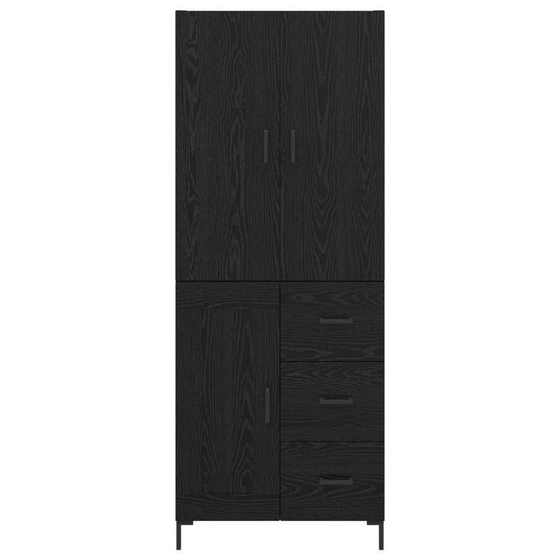 Highboard Czarny Dąb 69,5 x 34 x 180 cm Materiał drewnopochodny
