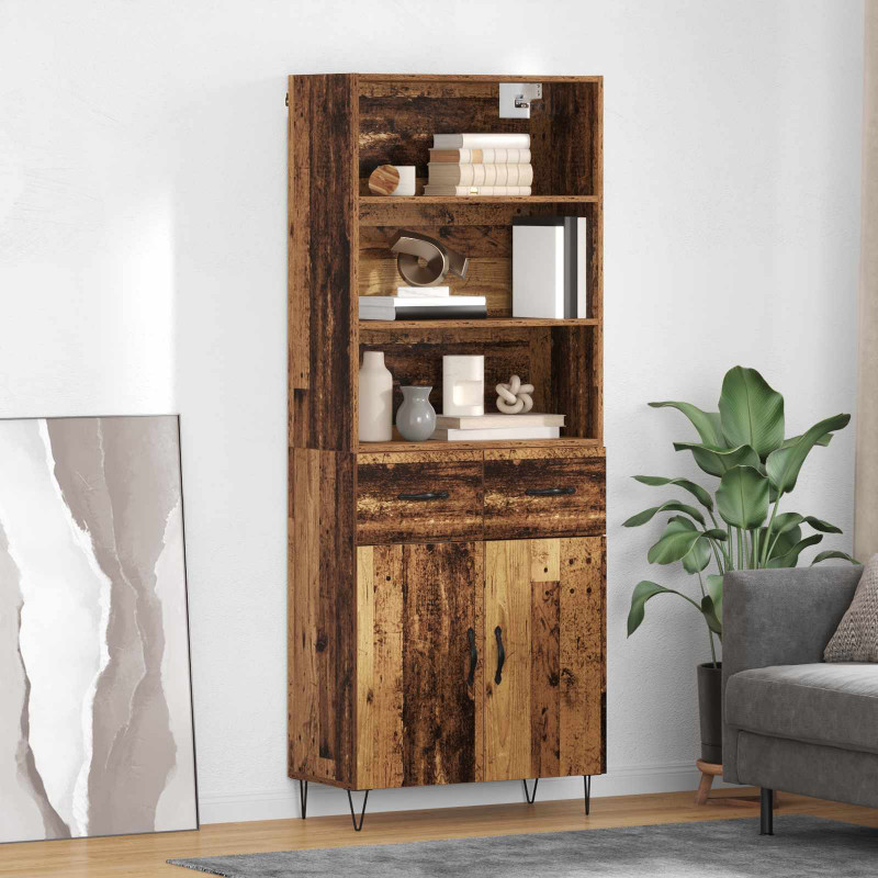 Highboard z szufladą 2 pcs Stare drewno Materiał drewnopochodny