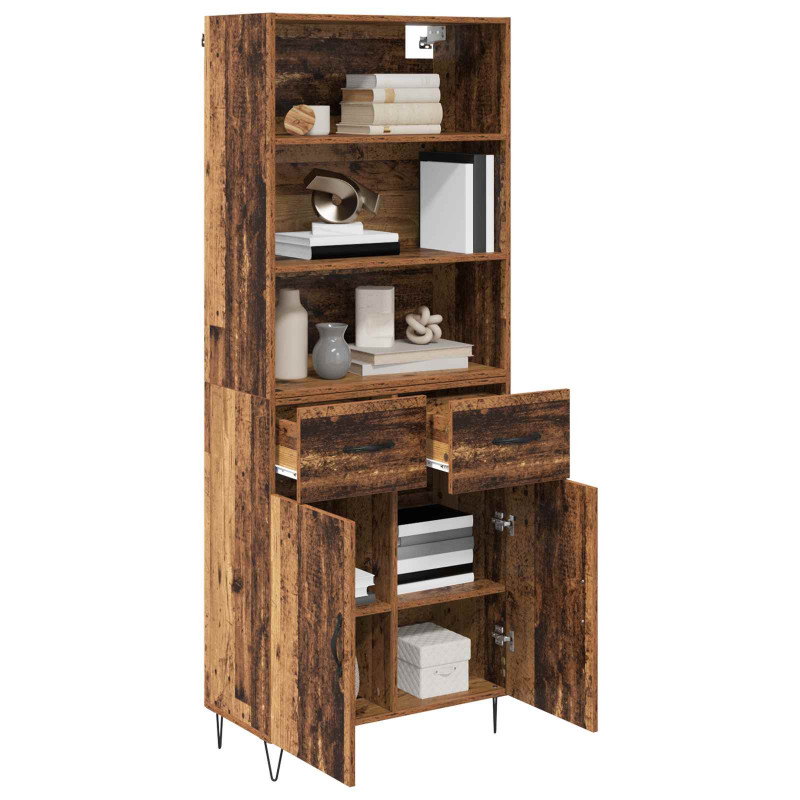 Highboard z szufladą 2 pcs Stare drewno Materiał drewnopochodny