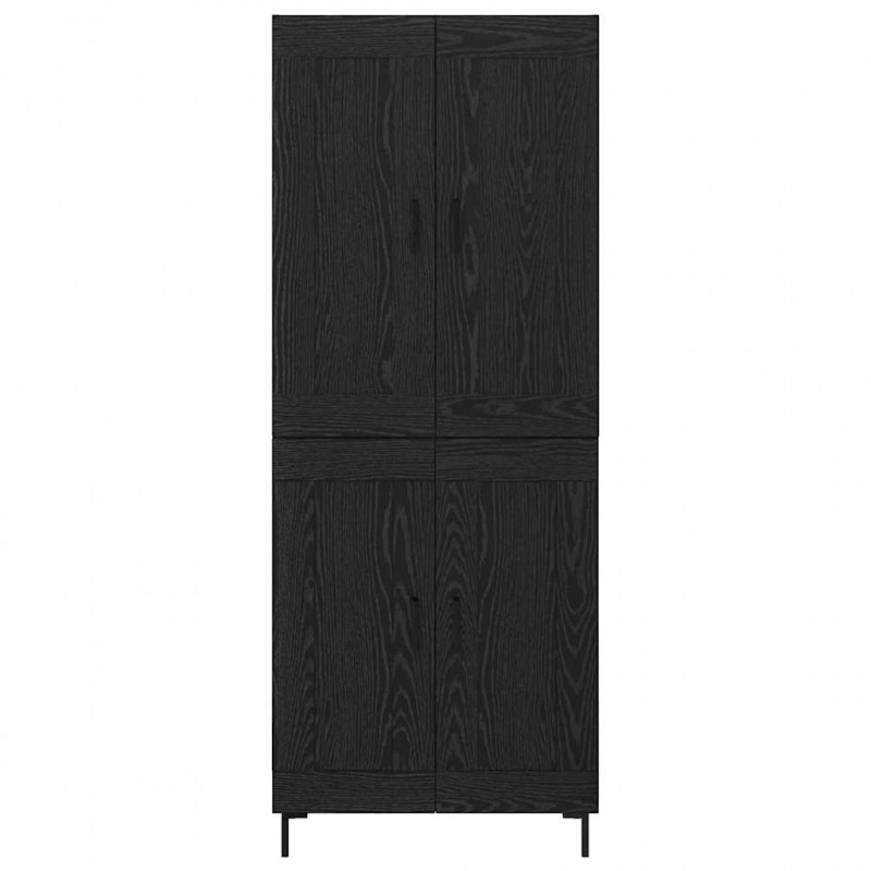 Highboard 2 pcs Czarny Dąb Materiał drewnopochodny