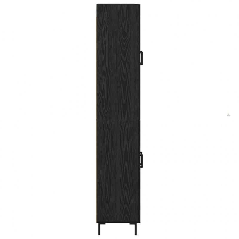 Highboard 2 pcs Czarny Dąb Materiał drewnopochodny