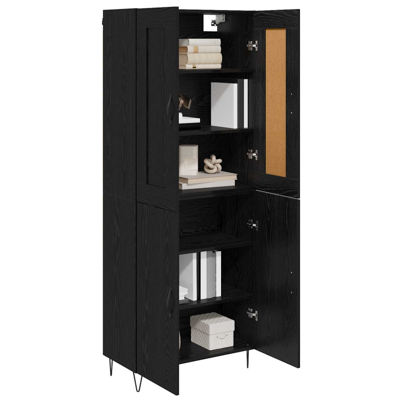 Highboard Czarny Dąb 69,5 x 34 x 180 cm Materiał drewnopochodny