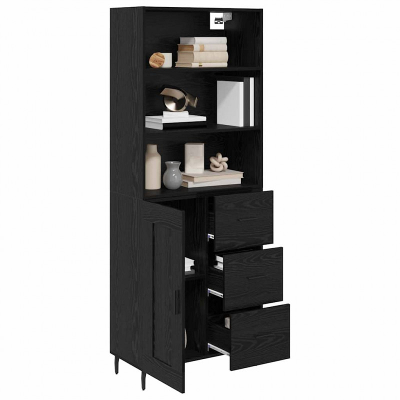 Highboard z szufladą Czarny Dąb 69,5 x 34 x 180 cm