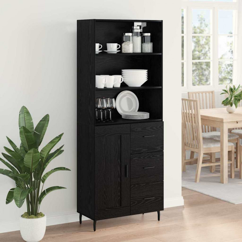 Highboard z szufladą Czarny Dąb 69,5 x 34 x 180 cm