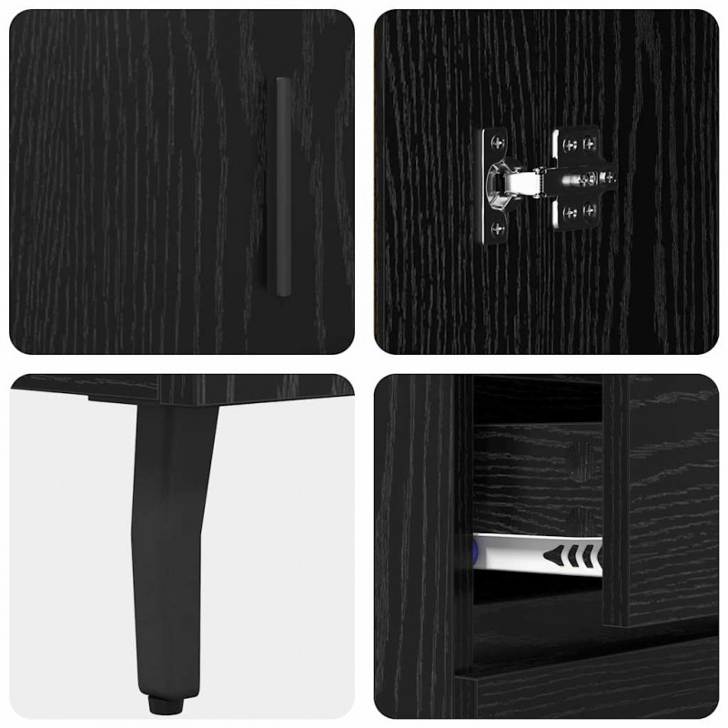 Highboard z szufladą Czarny Dąb 69,5 x 34 x 180 cm