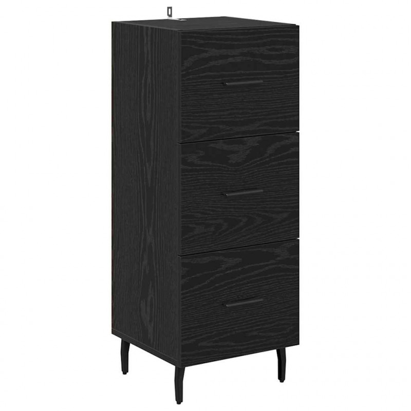 Highboard Czarny Dąb 34,5 x 34 x 180 cm Materiał drewnopochodny