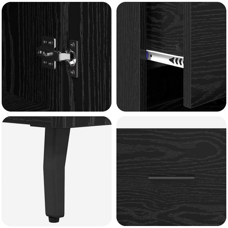 Highboard Czarny Dąb 34,5 x 34 x 180 cm Materiał drewnopochodny