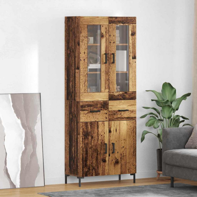 Highboard z szufladą 2 pcs Stare drewno Materiał drewnopochodny