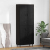 Highboard 2 pcs Czarny dąb Drewno inżynieryjne i szkło