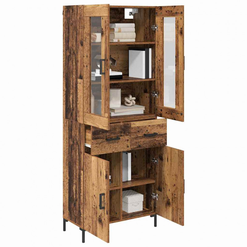 Highboard z szufladą 2 pcs Stare drewno Materiał drewnopochodny