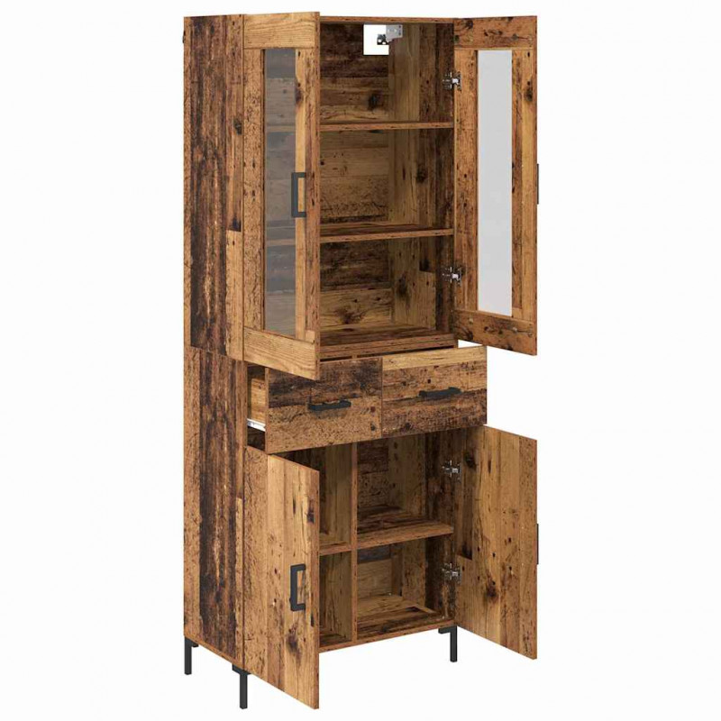Highboard z szufladą 2 pcs Stare drewno Materiał drewnopochodny