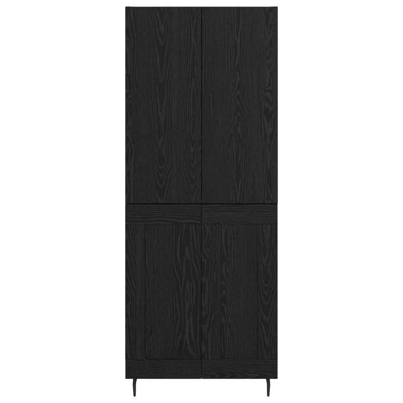 Highboard 2 pcs Czarny dąb Drewno inżynieryjne i szkło