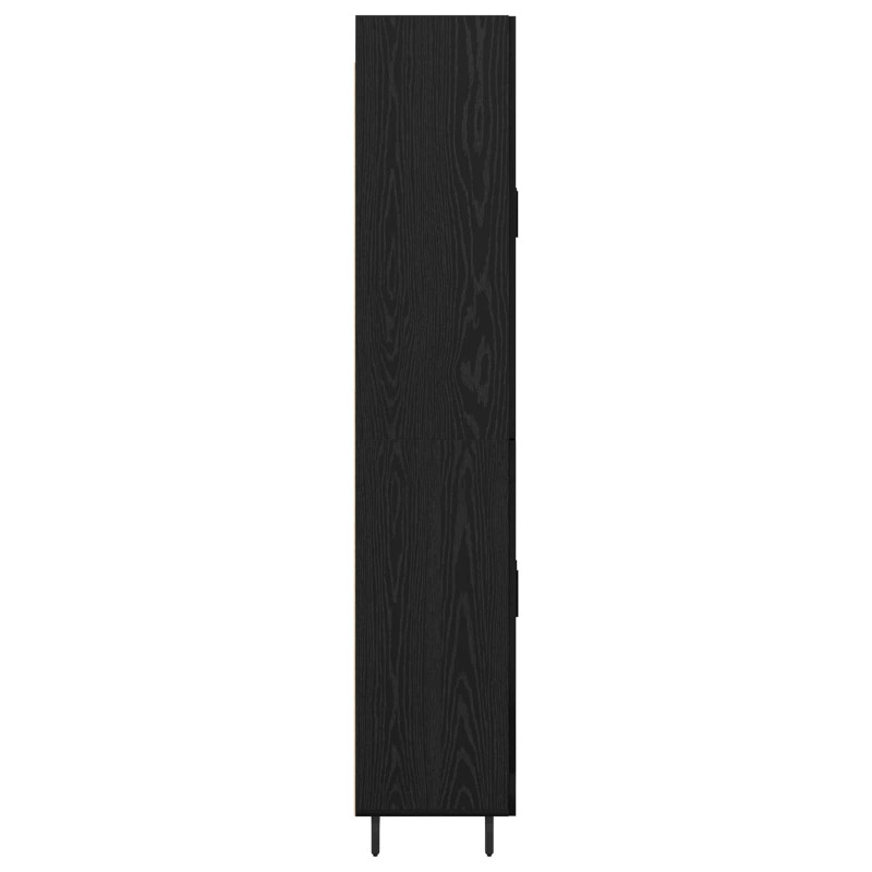 Highboard 2 pcs Czarny dąb Drewno inżynieryjne i szkło