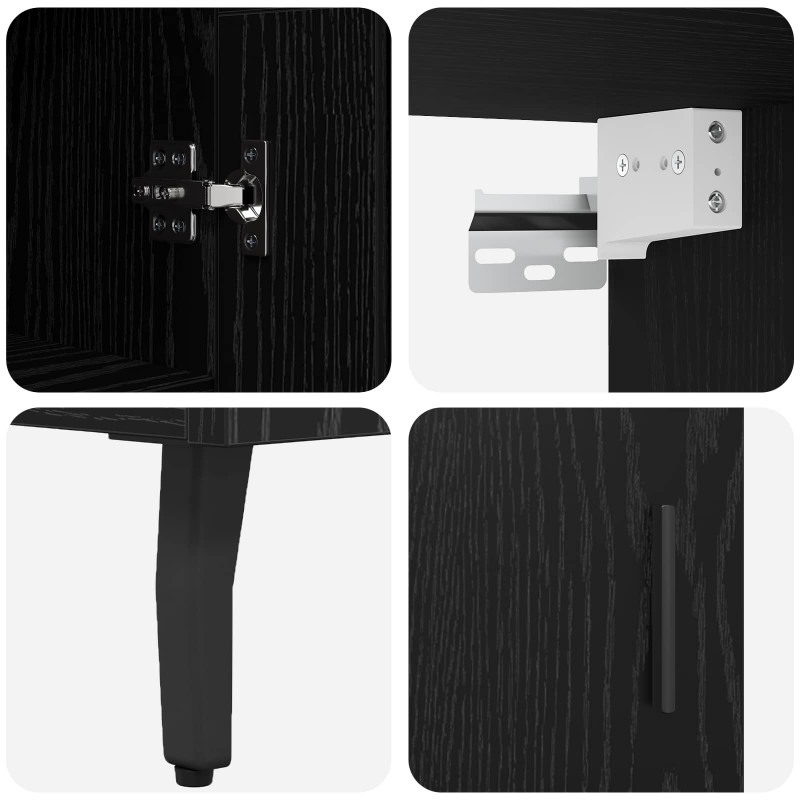 Highboard 2 pcs Czarny dąb Drewno inżynieryjne i szkło
