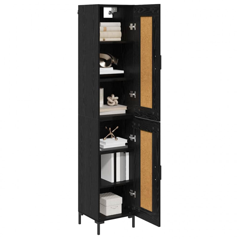 Highboard Czarny Dąb 34,5 x 34 x 180 cm Materiał drewnopochodny