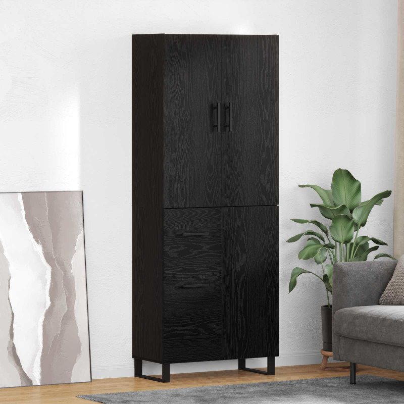 Highboard z szufladą 2 pcs Czarny Dąb 69,5 x 34 x 180 cm