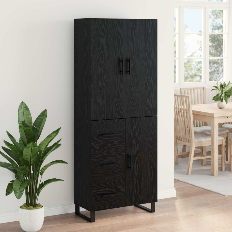 Highboard z szufladą 2 pcs Czarny Dąb 69,5 x 34 x 180 cm