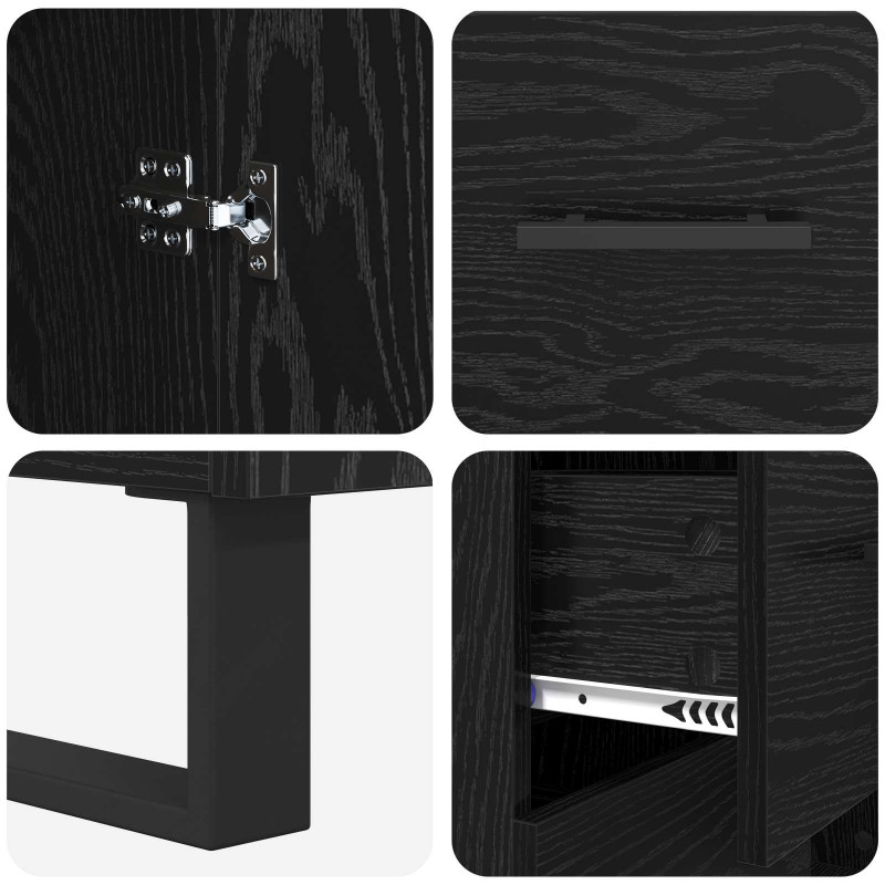 Highboard z szufladą 2 pcs Czarny Dąb 69,5 x 34 x 180 cm