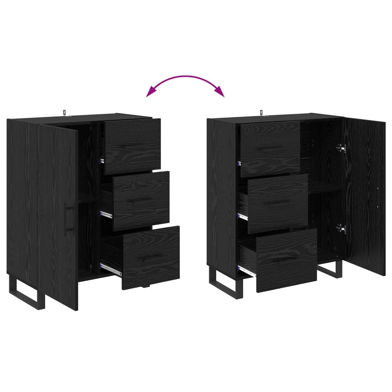 Highboard z szufladą 2 pcs Czarny Dąb 69,5 x 34 x 180 cm