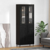 Highboard 2 pcs Czarny Dąb Drewno inżynieryjne i szkło