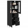 Highboard 2 pcs Czarny Dąb Drewno inżynieryjne i szkło