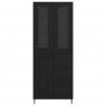 Highboard 2 pcs Czarny Dąb Drewno inżynieryjne i szkło