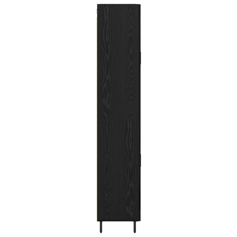Highboard 2 pcs Czarny Dąb Drewno inżynieryjne i szkło
