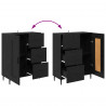 Highboard 2 pcs Czarny Dąb Drewno inżynieryjne i szkło