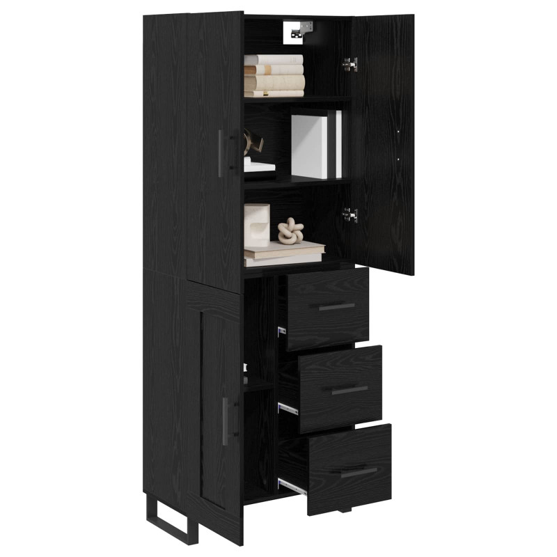 Highboard z szufladą 2 pcs Czarny Dąb 69,5 x 34 x 180 cm