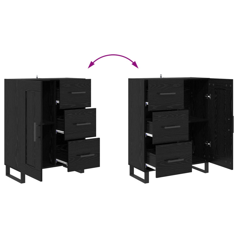 Highboard z szufladą 2 pcs Czarny Dąb 69,5 x 34 x 180 cm
