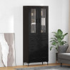 Highboard z szufladą 2 pcs Czarny Dąb Materiał drewnopochodny