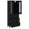 Highboard z szufladą 2 pcs Czarny Dąb Materiał drewnopochodny