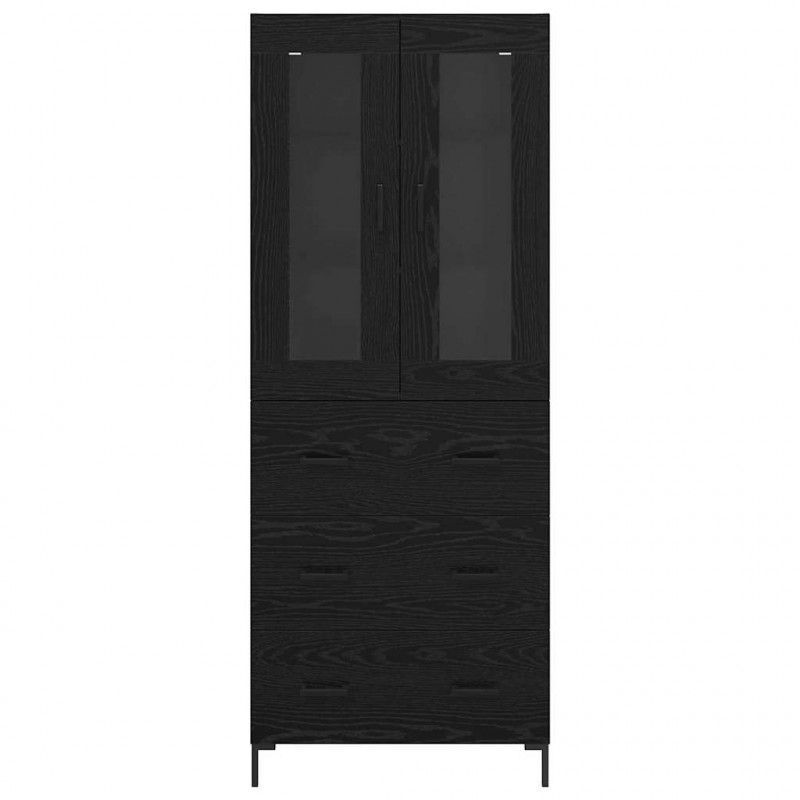Highboard z szufladą 2 pcs Czarny Dąb Materiał drewnopochodny
