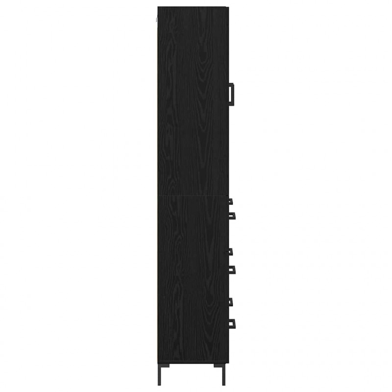 Highboard z szufladą 2 pcs Czarny Dąb Materiał drewnopochodny