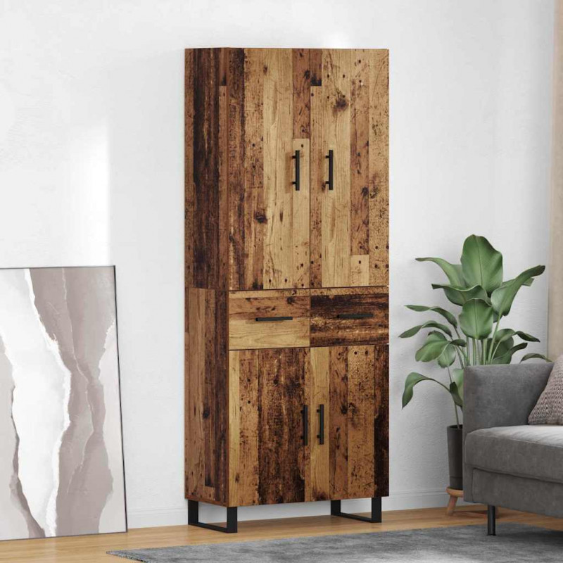 Highboard z szufladą 2 pcs Stare drewno 69,5 x 34 x 180 cm