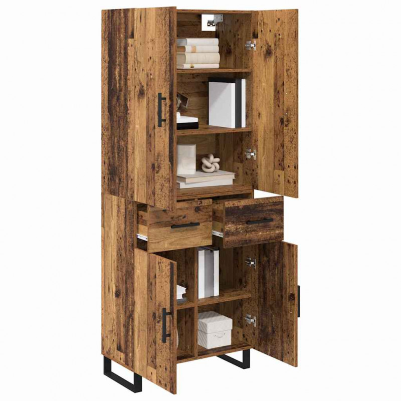 Highboard z szufladą 2 pcs Stare drewno 69,5 x 34 x 180 cm