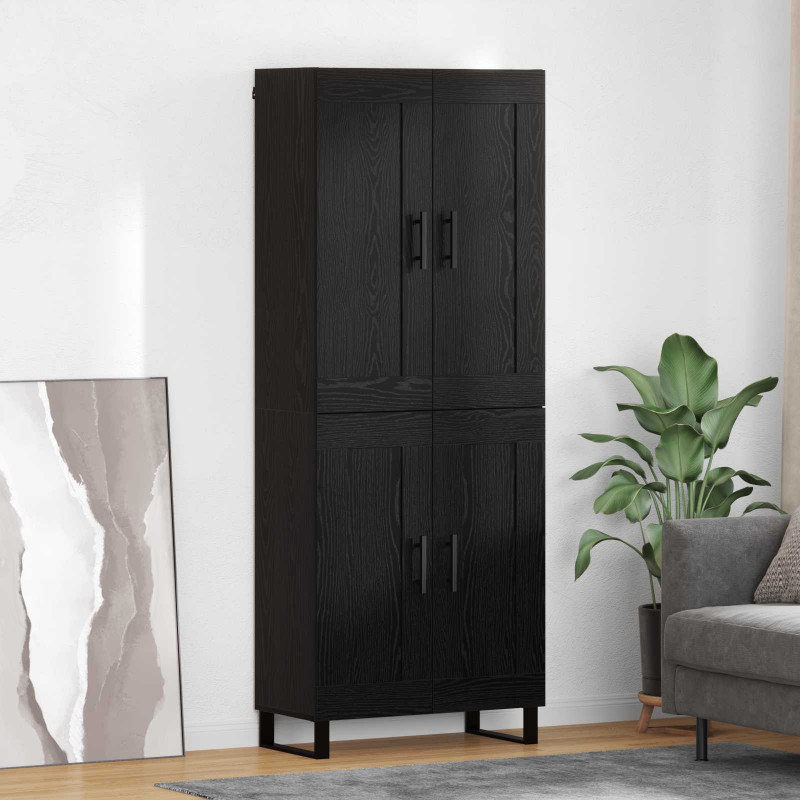 Highboard Czarny Dąb 69,5 x 34 x 180 cm Materiał drewnopochodny