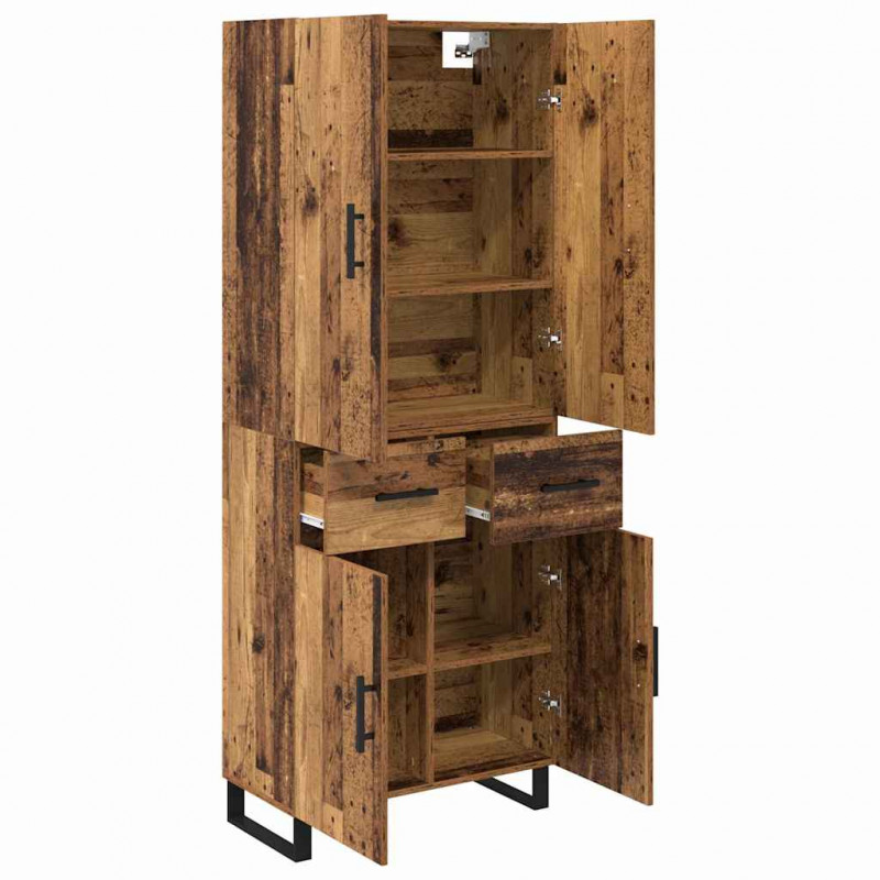 Highboard z szufladą 2 pcs Stare drewno 69,5 x 34 x 180 cm