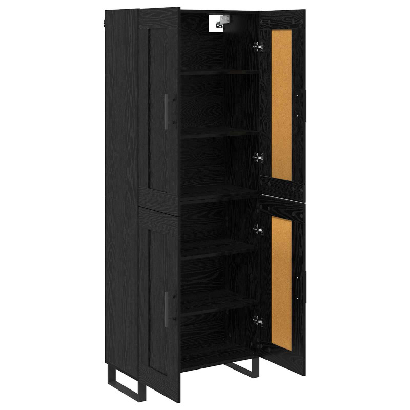 Highboard Czarny Dąb 69,5 x 34 x 180 cm Materiał drewnopochodny