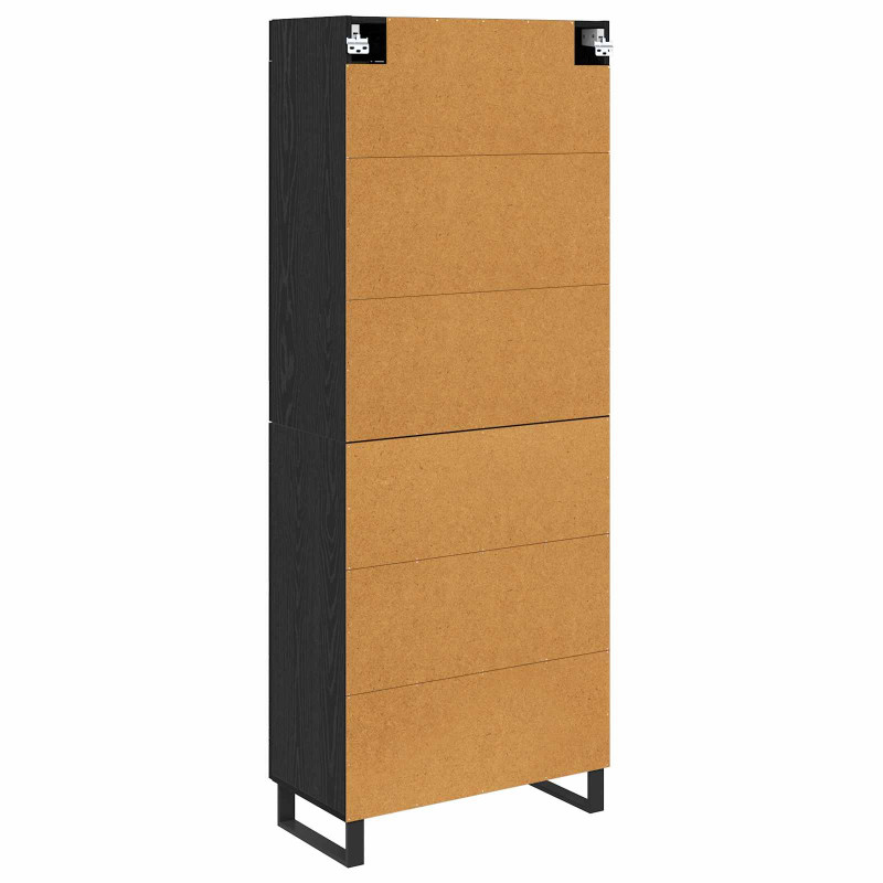 Highboard Czarny Dąb 69,5 x 34 x 180 cm Materiał drewnopochodny