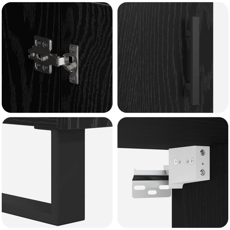 Highboard Czarny Dąb 69,5 x 34 x 180 cm Materiał drewnopochodny